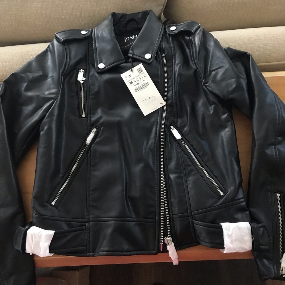NWT Zara Faux Leather Biker Jacket
